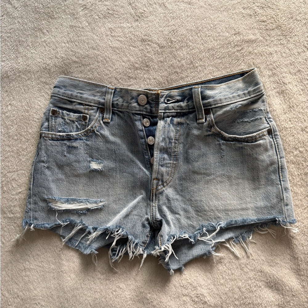 Levi's Light Blue Distressed Jean Shorts